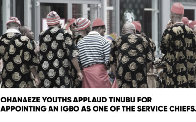 Ohanaeze youths applaud Tinubu for designating Igbo as one of the service chiefs.