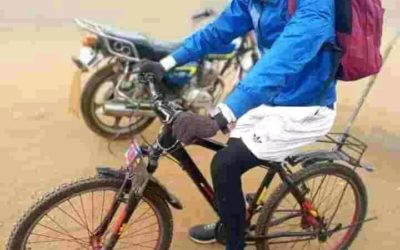 Emmiwuks Persists on Bicycle Journey from Benue to Lagos to Meet Davido, Despite Davido’s Absence in the Country